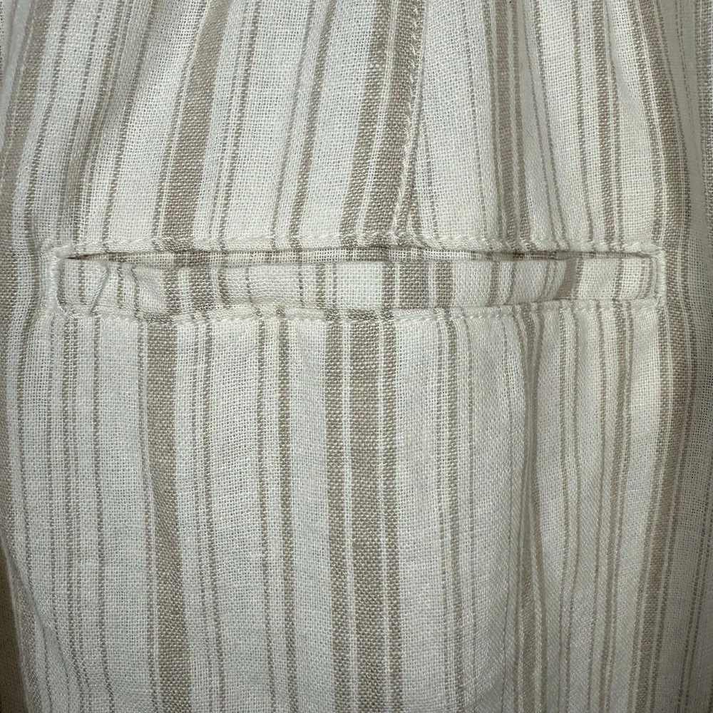 NEW Sonoma Striped 2X Linen Blend High Rise Straight Leg Pants White Beige NWT - Picture 4 of 7